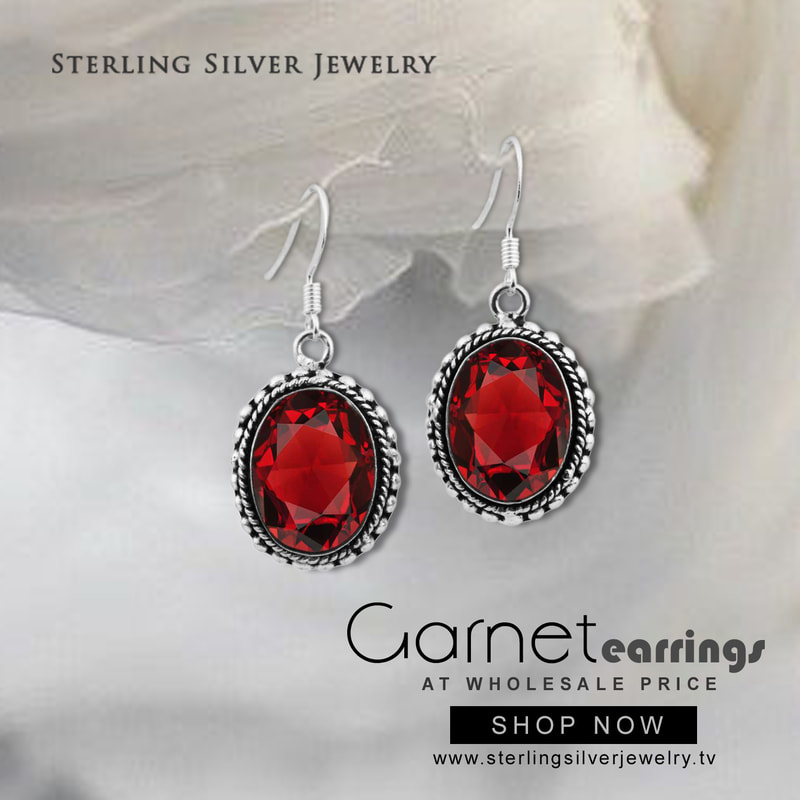 Genuine Garnet Sterling Silver Handmade Dangle Earrings Online at Best ...